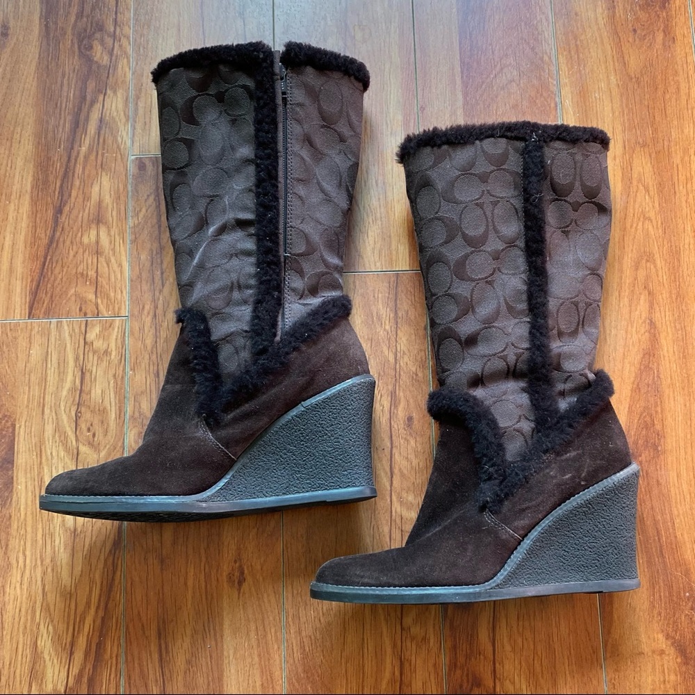 Coach Brown Monogram Winter Boots